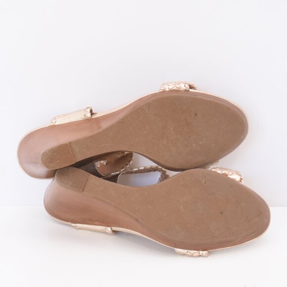 SOLD ON EBAY JACK ROGERS Platinum Gold Leather LUCCIA Wedge Sandals Shoes Sz 10M - Picture 12 of 12
